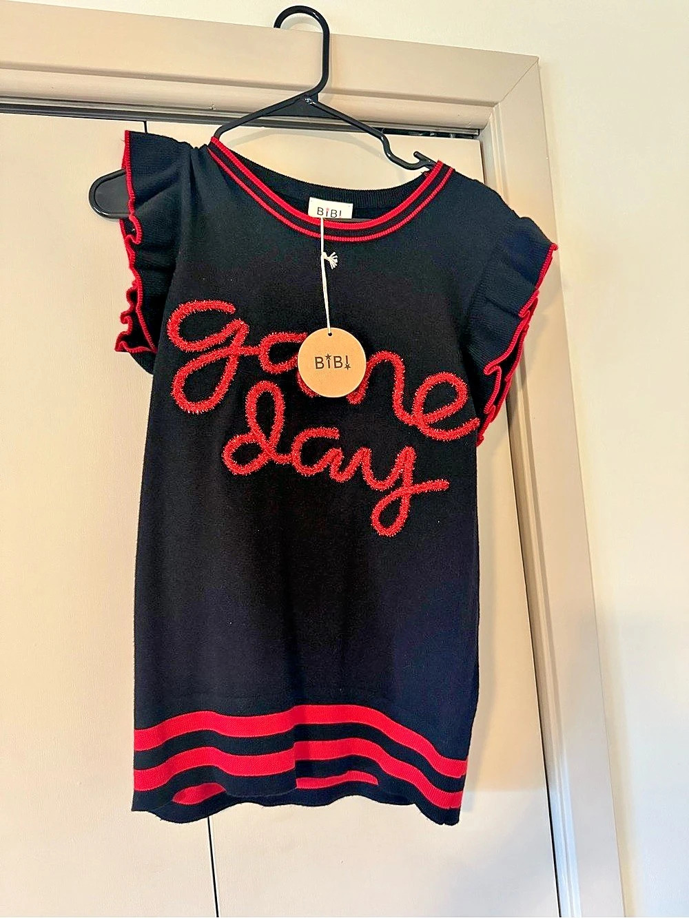 B!B! Black & Red Game Day shirt NWT